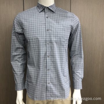 Male spandex long sleeve check shirt
